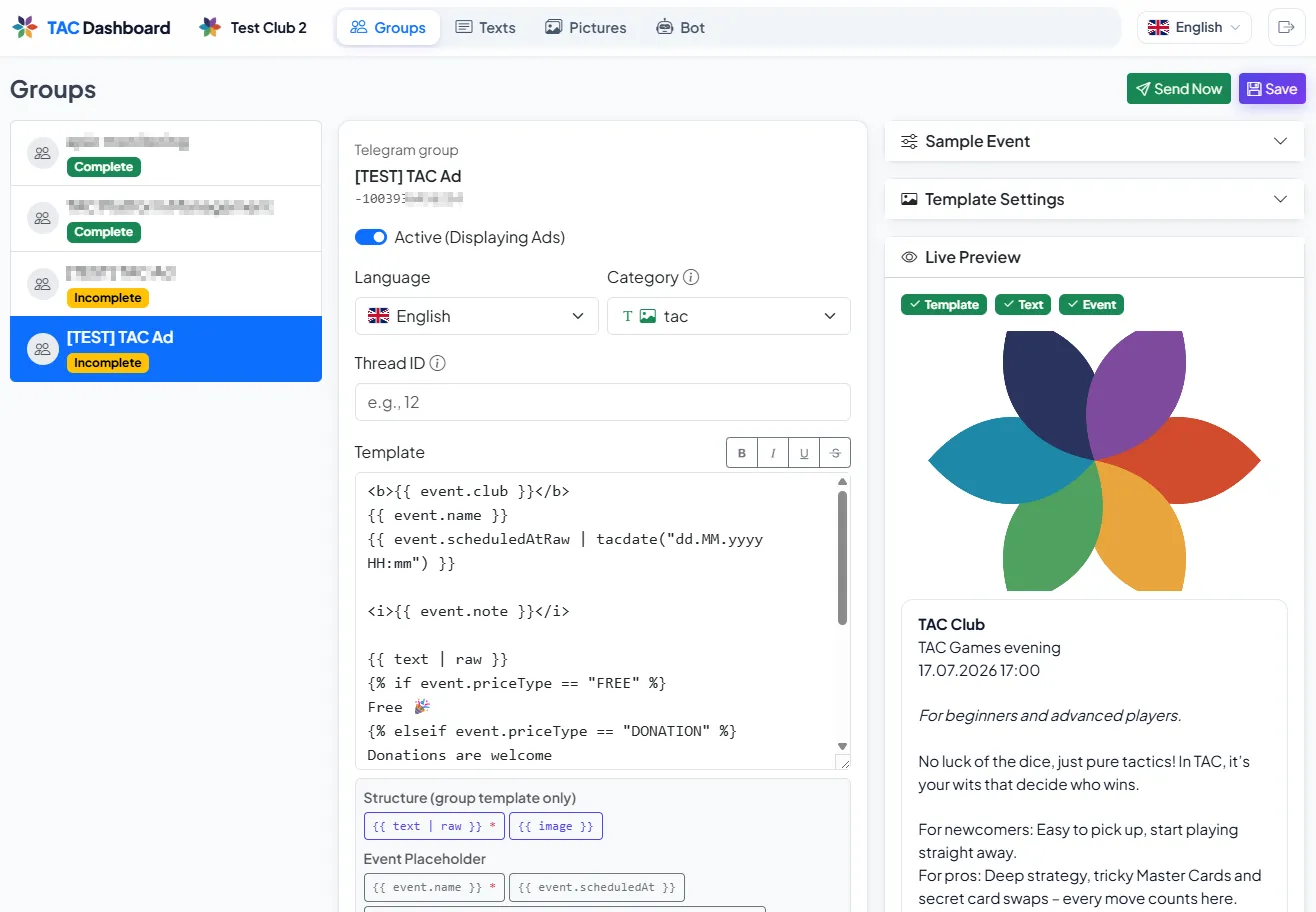 Manage groups
